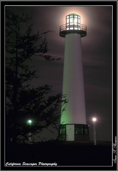 Long Beach Lighthouse with Full Moon